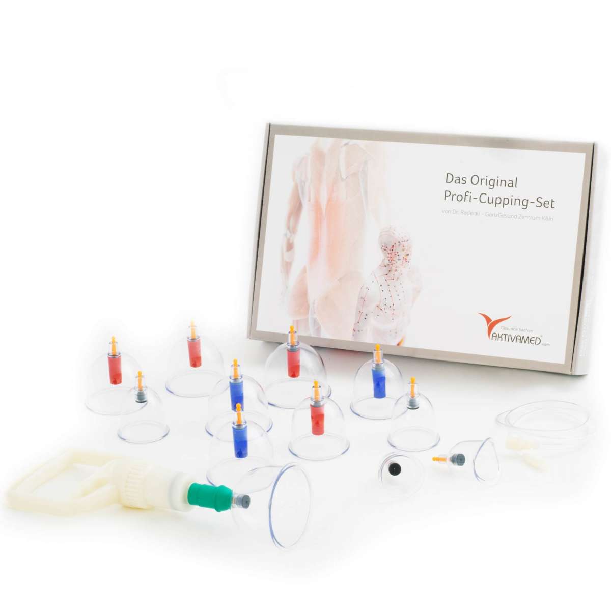 Profi Schröpf-Set Aktivamed - Profi Schröpfglas-Set mit Therapiemagneten - Kunststoff-Schröpfset zum medizinischen Schröpfen, Vakuum Cupping-Set, TCM, Faszientherapie