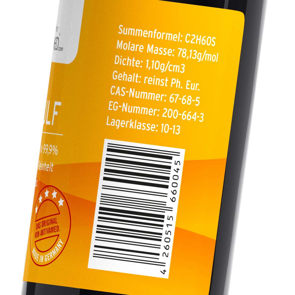 DMSO 100ml 99,9% in Mironglas + Made in Germany - in pharmazeutischer Reinheit 99,9% Dimethylsulfoxi
