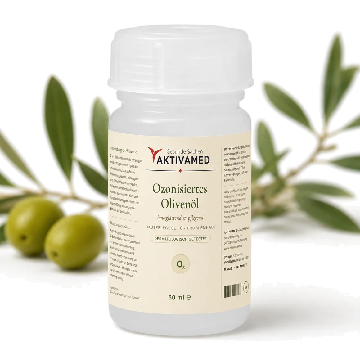 Ozonized olive oil - skin-smoothing and circulation-promoting skin care product 