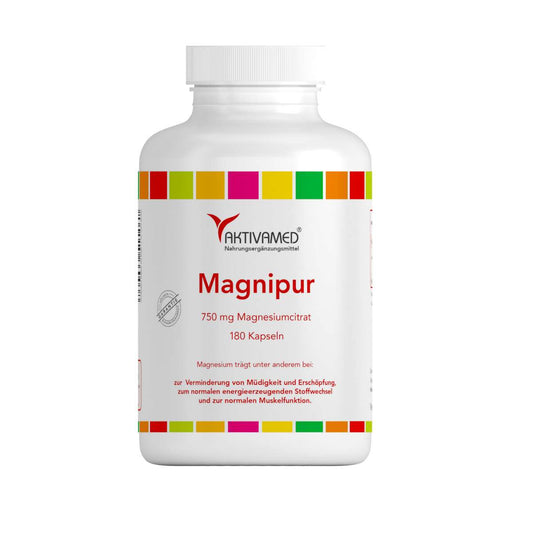 AKTIVAMED® Magnesium citrate Magnipur® [780 mg per capsule] high dose 180 capsules - daily dose 374 mg